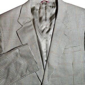 JOS. A.‎ Bank Men's 46 EXL Houndstooth Wool Silk Blazer Sport Coat Jacket office